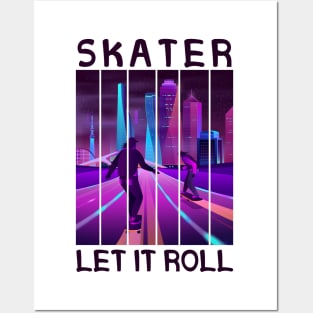 Let It Roll Longboard Skateboard Skater Action Sports Posters and Art